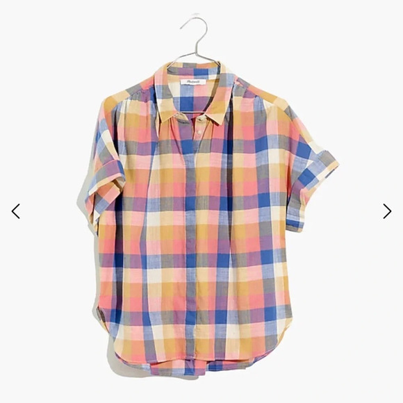 Madewell Hilltop Shirt in Rainbow Check short sleeve 22411 - Picture 4 of 11